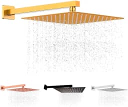 Kit Ducha Inox Chuveiro 25x25 Cm Slim 0,8mm + Cano 40 Cm (Preto)