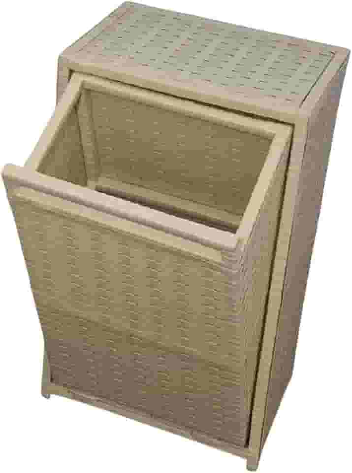 Cesto Basculante Versátil para Roupas e Decoração Grande (palha)