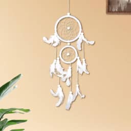 Decorações com pingente de apanhadores de sonhos, apanhador de sonhos feito à mão, adequado para sala de estar, enfeite de quarto (branco)