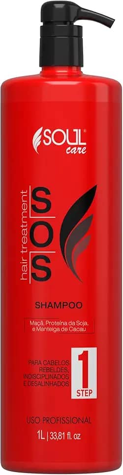 Shampoo de Tratamento Capilar Profissional SOS Reconstrução e Cauterização com Queratina e Manteiga de Cacau – Soul Care (1l)