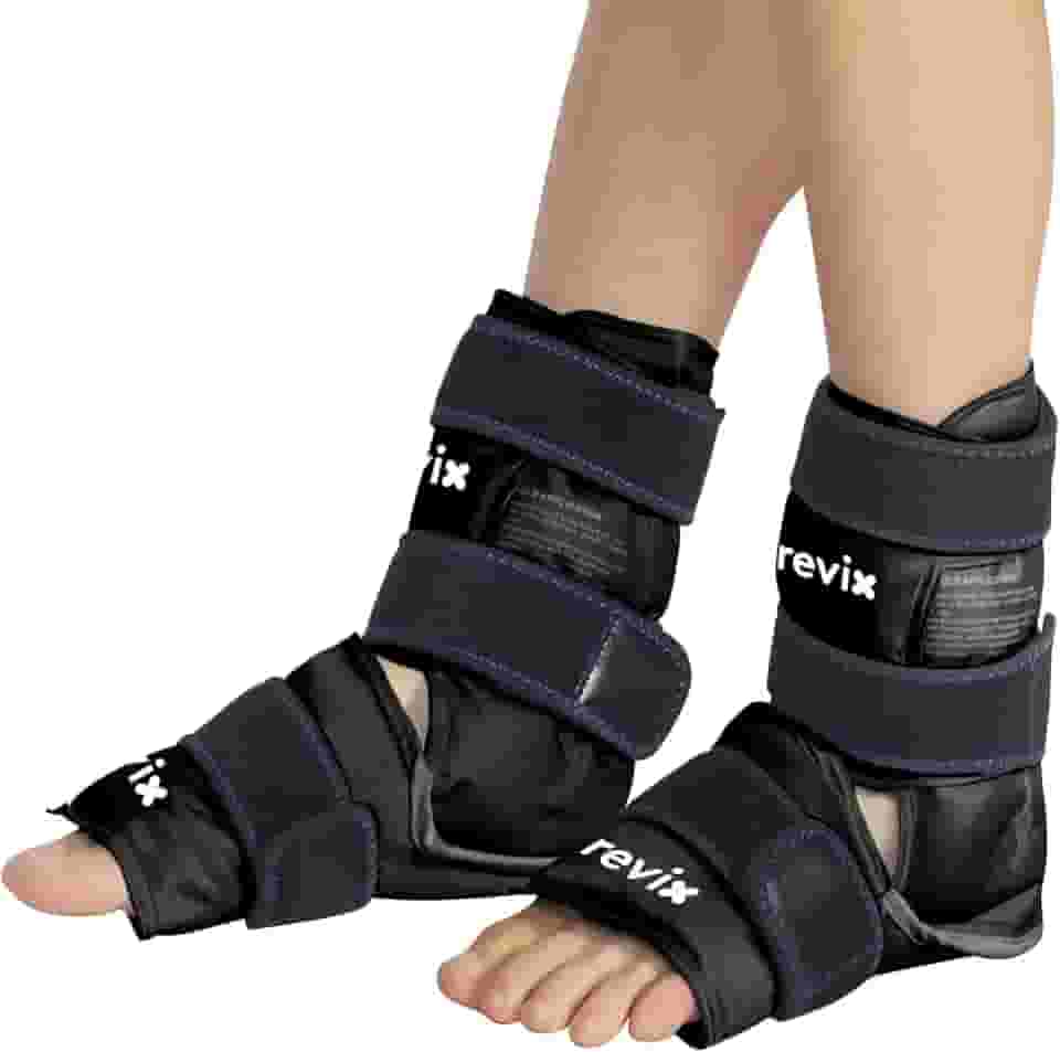 REVIX Bolsas De Gelo Para Lesões No Tornozelo Reutilizáveis, Envoltório De Gelo No Tornozelo Com Compressão Fria Para Alívio Da Dor Nos Pés, Fascite Plantar E Tendinite De Aquiles, Forro De Pelúcia Ma