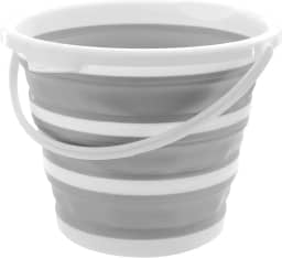 Powermaid Balde Retrátil de Silicone com Alça Dobrável Multiuso - 10 Litros - Branco e Cinza
