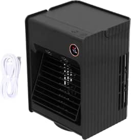 Mini mesa de pulverização oscilante 2 em 1, ventilador de umidificação IR com luz de carregamento USB, ventilador refrigerador IR (preto), ventilador de condicionador portátil, ventilador de ar