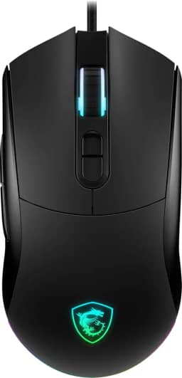 MSI Mouse para jogos Forge GM320, 12800 DPI, micro interruptor de 20 m + cliques, sensor óptico, design ergonômico ambiente manual, luz RGB