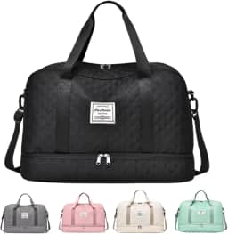 Bolsa de Viagem Mala de Mão Bordo Academia com Bolso para Tenis e Roupas Molhadas (Branco Off, 50X33X26cm)