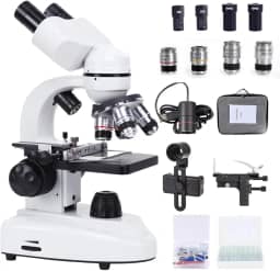 Kit profissional de microscópio binocular HD 30000X,microscópio eletrônico visualização confortável de 45°,vem com bolsa de presente experimental + paquímetro Vernier