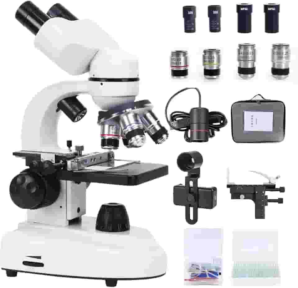 Kit profissional de microscópio binocular HD 30000X,microscópio eletrônico visualização confortável de 45°,vem com bolsa de presente experimental + paquímetro Vernier