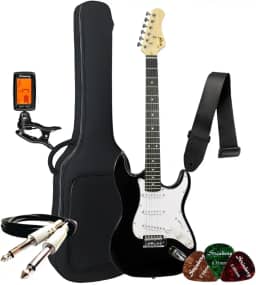 Kit Guitarra Elétrica Bravo Beg100 Strato Série Coldguitar + Acessórios (Black)