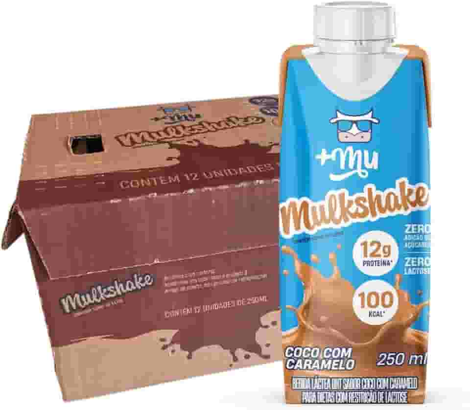 +Mu Mulkshake Bebida Proteica Sabor Coco com Caramelo - Pack 12 unidades 250 mL