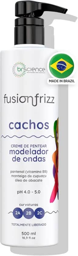 Creme para Pentear Cabelos Ondulados Fusionfrizz Brscience 500ml - Hidratação Profunda, Nutrição e Controle de Frizz para Cabelos Ondulados Curvas 2A, 2B e 2C