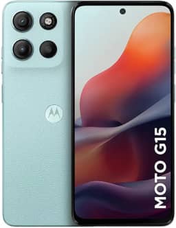 Smartphone Motorola Moto g15-128GB 12GB (4GB RAM+8GB Ram Boost) e Camera 50MP com AI e Night Vision Bateria de 5200 mAh Tela FHD+ 6.7' com Superbrilho NFC - Azul Claro