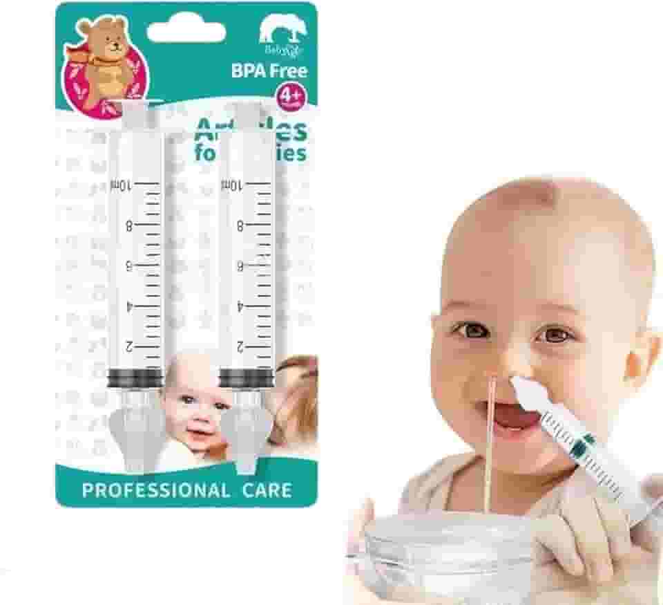 Aspirador Nasal Infantil com Ponta de Silicone, Seringa Lavadora para Bebês, Kit de Limpeza Nasal