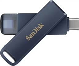 SanDisk Unidade de telefone de 128 GB para iPhone - Funciona com iPhone 15 e mais recentes (conector USB-C) e iPhone 14 e mais antigos (conector Lightning), Metallic Sky - SDIXD0N-128G-GN6N