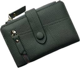 Carteira Feminina Pequena com Porta-Cartões, 2 Visores Para Documentos, Bolso para Moedas, Cédulas e Bolso Traseiro Amplo