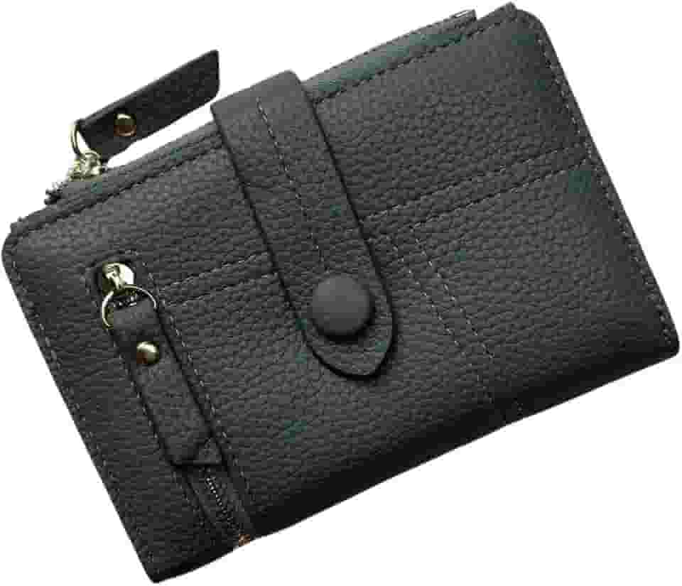 Carteira Feminina Pequena com Porta-Cartões, 2 Visores Para Documentos, Bolso para Moedas, Cédulas e Bolso Traseiro Amplo