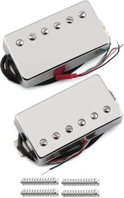FLEOR Conjunto de captador Humbucker de guitarra Alnico 5 com 4 fios e braço + ponte, cromado, peça de guitarra LP