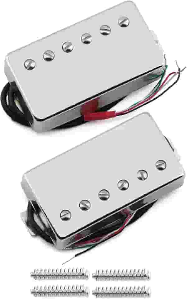 FLEOR Conjunto de captador Humbucker de guitarra Alnico 5 com 4 fios e braço + ponte, cromado, peça de guitarra LP