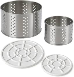 Kit 2 Formas de Queijo Caseiro Artesanal Minas Frescal Inox Redondas 1kg / 500g com Tampa para Prensador