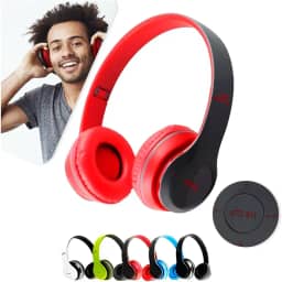 Fone de Ouvido Bluetooth Headphone P47 Sem Fio Wireless Micro Sd 5.0 Dobrável Com Microfone Regulável Para Corrida Academia Escritório Caminhada Reunião Linha Premium (vermelho)