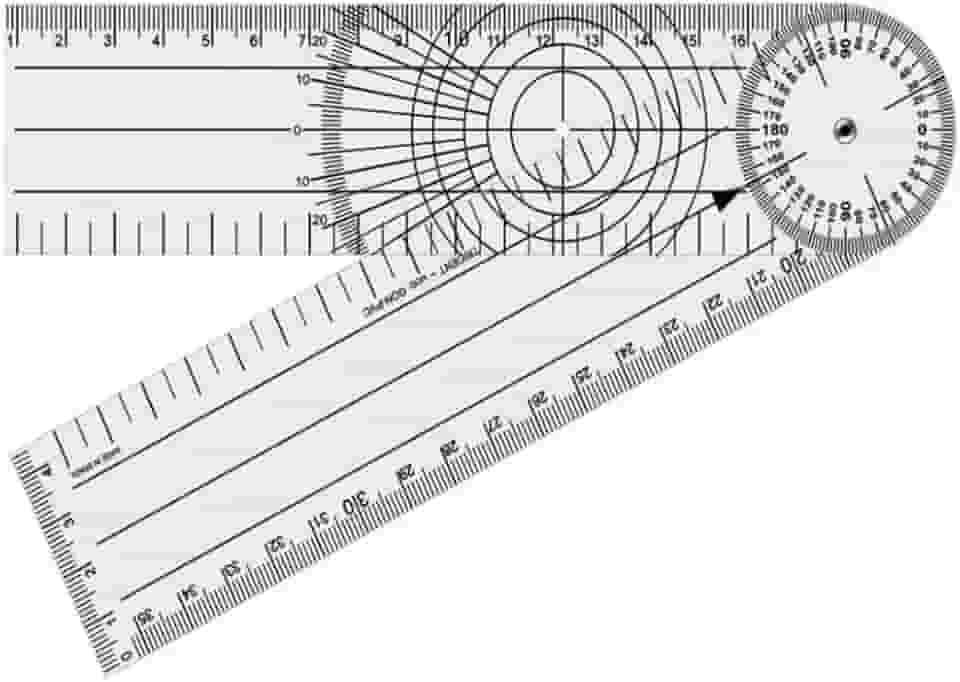 REGUA TIPO GONIOMETRO FISIOTERAPIA ARTICULAR 0-360 GRAUS