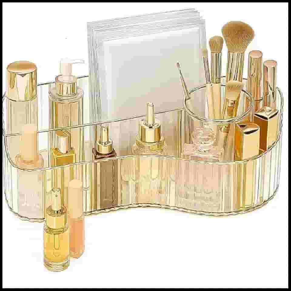 Organizador de Maquiagem, Porta Cosméticos, Pincel. De Mesa Ideal para Penteadeiras, Banheiros, Closet escritório e Salões Beleza. Porta treco com requinte e charme Acrílico resistente Premium
