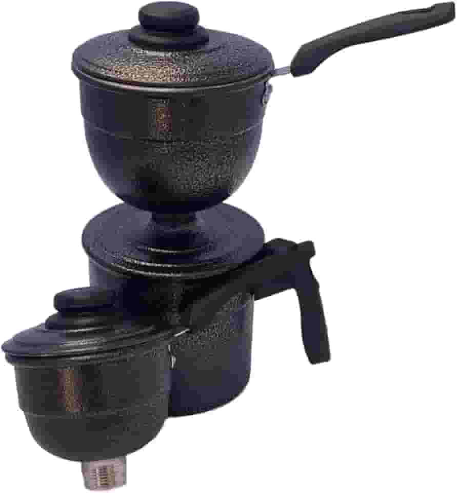 Cuscuzeira 2 em 1 Peitinho/Tetinha Alumínio Craquelado Preto – Cuscuz Nordestino Individual e Duas Porções – Panela a Vapor Tradicional Prática para Cuscuz Caseiro