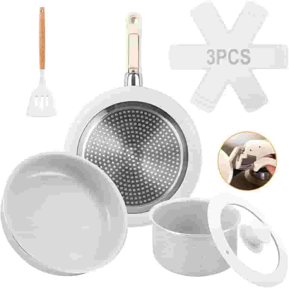 Jogo de Panelas 3 Peças, Conjunto de panelas antiaderentes Punho destacável, Conjuntos de panelas de cozinha de indução antiaderente com alça removível