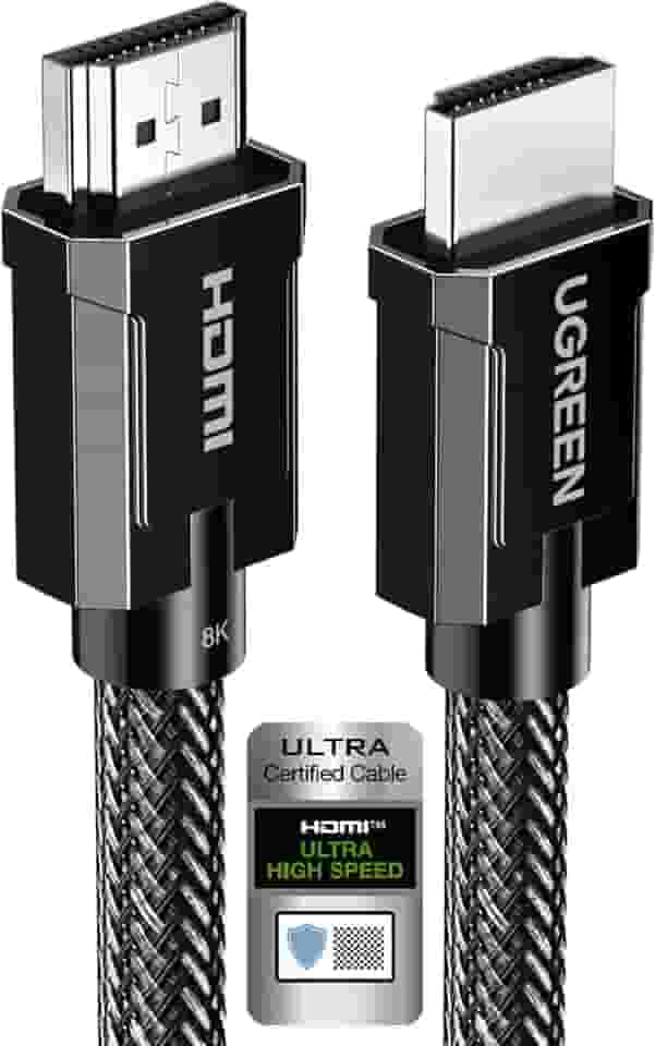 UGREEN Cabo 8K HDMI 2.1 certificado 6.6FT, cabo HDMI 10K de ultra alta velocidade 4K 240 Hz 48 Gbps HDCP 2.2 e 2.3 eARC HDR Dolby compatível para PS5 Xbox Series X Nintendo Switch Roku TV Lap