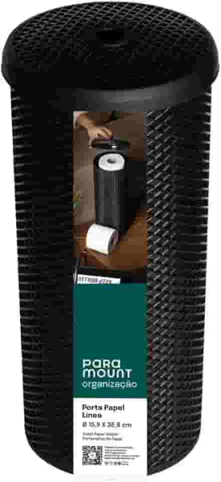 Porta Papel Higiênico de Chão Linea Organizador de Banheiro Suporte Para 3 Rolos Com Dispensador de Papel (Preto)