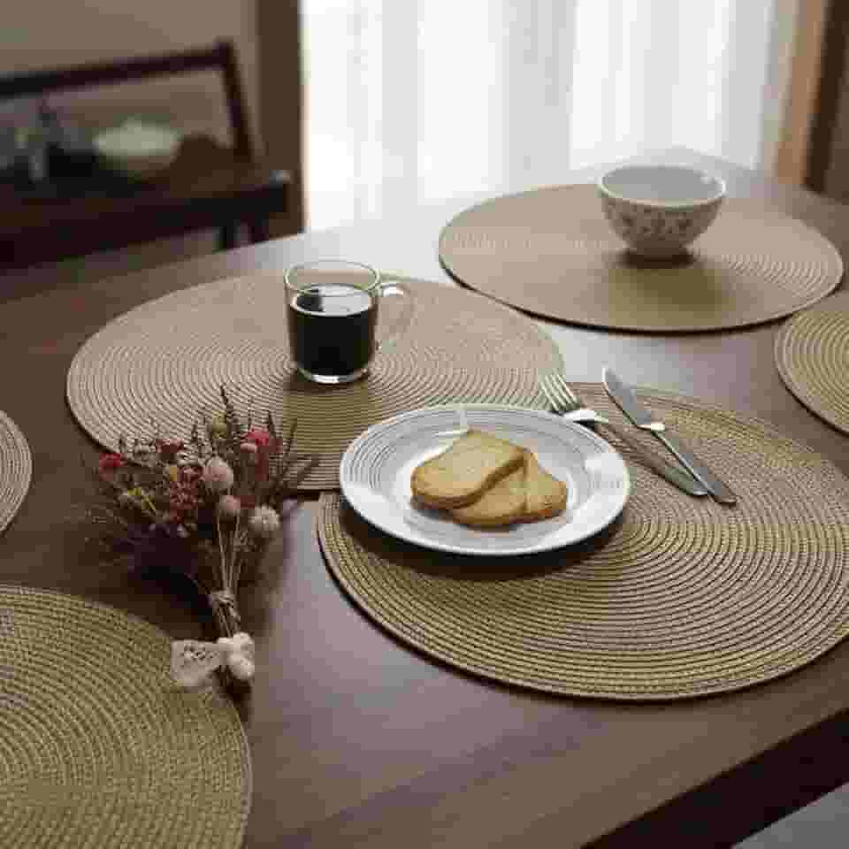 Jogo Americano Redondo Peças Mesa Posta Sousplat Panela Supla descanso De Prato Cozinha Lugar Americano (6)