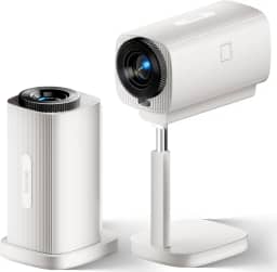 Mini Portatil 5G Wifi 5.0 Android 13, Projetor 4K 1280P Full HD Suporte 5800 Lumens, Projetor Led Auto de Correcção Trapezóide Horizontal, 90°Girável Projector para Telefónico