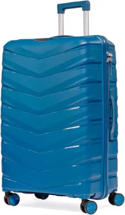 Mala Grande De Viagem 32Kg Polipropileno 8 Rodas 360 Giratória Para Despachar Rígida Leve Tamanho G Viajem Internacional Resistente (AZUL TURQUESA, GRANDE)