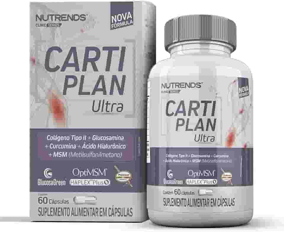 Cartiplan Ultra, Colágeno Tipo 2, Glucosamina, MSM, Curcumina, Ac. Hialurônico - Nutrends 60 Cápsulas