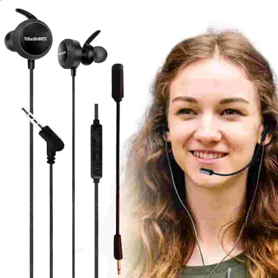 Fone De Ouvido Gamer In-ear Com Microfone Flexível Ajustável Removível L26 Preto Aula Online Ead Compatível Com Celular Pc Console Notebook Jogos Online Musica Podcast