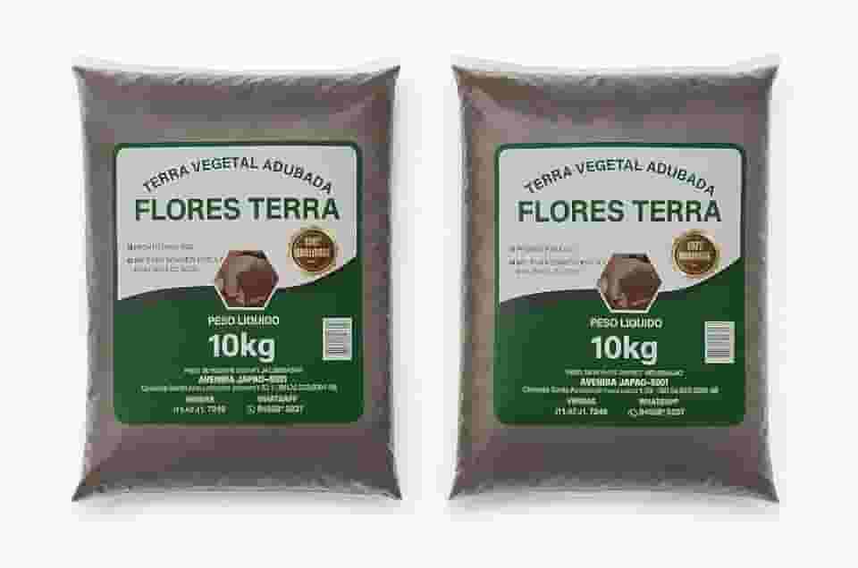 Terra Vegetal Adubada Flores Terra Kit 2 Unidades 10kg Cada Para Cultivo Doméstico