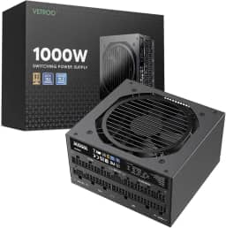 Vetroo Fonte de alimentação preta de 1000W ATX 3.0 Ready Dual PCIe 5.0, 80 Plus Gold Full Modular, tamanho compacto, capacitores japoneses de 105 °C, modo ecológico com ventilador FDB de 120 mm,