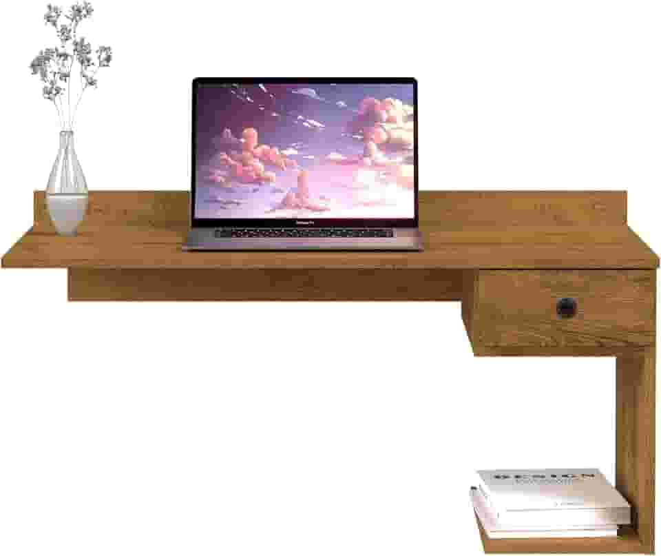 Escrivaninha Mesa De Computador Notebook Suspensa Parede Com Gaveta mdf (Freijó)
