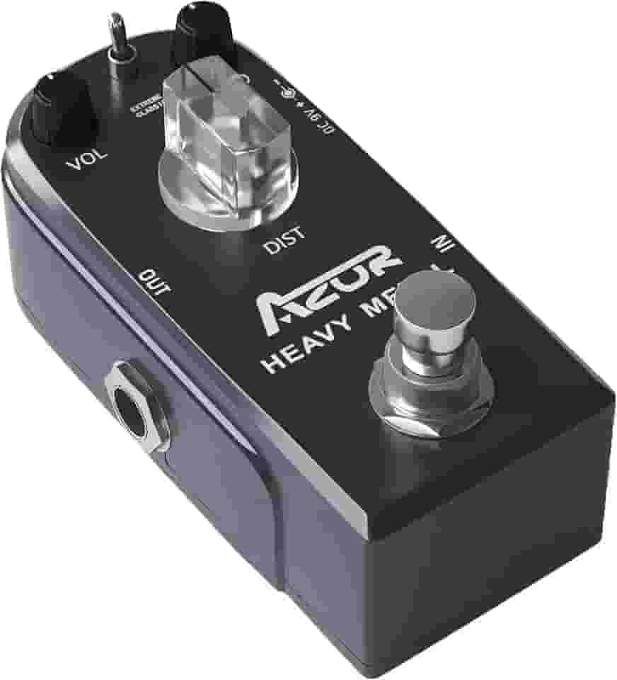 AZOR Pedal de guitarra de distorção de metal pesado, 3 modos, controles de efeito para guitarra elétrica True Bypass