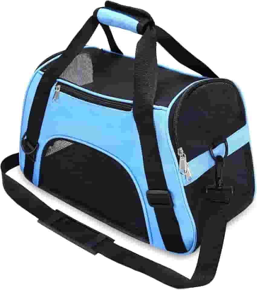 Bolsa Transporte Pet Avião 43x24x29cm, Aconchegante e Segura para Gatos e Cães Bebês de 2 a 4 Meses (até 3kg), Caixa de Transporte para Filhotes com Ventilação 4 Lados, Leve, Portátil e Resistente
