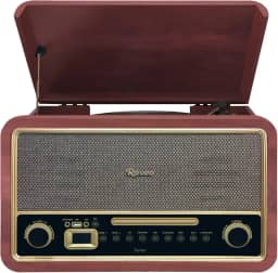 Raveo Vitrola Turner com Toca-discos de 3 velocidades, Rádio FM, CD e Cassete players, USB (reproduz e grava), entrada e saída auxiliares e tecnologia de conexão Bluetooth.