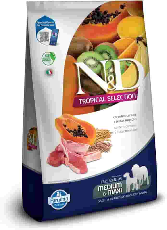 N&D Tropical para Cães Adultos de Raças Médias e Grandes Sabor Cordeiro, Cereais e Frutas Tropicais 12Kg