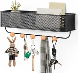 Porta Chaves Parede, Porta Chaves, Cabideiro de Parede, Suporte de Chave, Estique Organizador de Entrada, Dupla Instalação (Preto)
