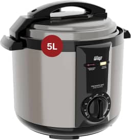 WAP Panela de Pressão Elétrica em Inox WPPE2 5 Litros, Revestimento Antiaderente, 9 Dispositivos de Segurança, 900W 127V