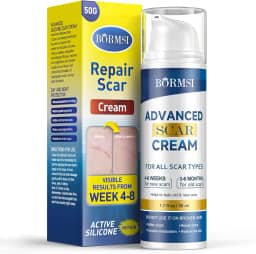 BORMSI Creme Para Cicatrizes, Gel De Silicone Ativo Para Cicatrizes Com Dimeticona - Reparo Avançado De Cicatrizes Novas E Antigas Para Cicatrizes Cirúrgicas, Estrias, Queimaduras, Queloides, Cesáreas
