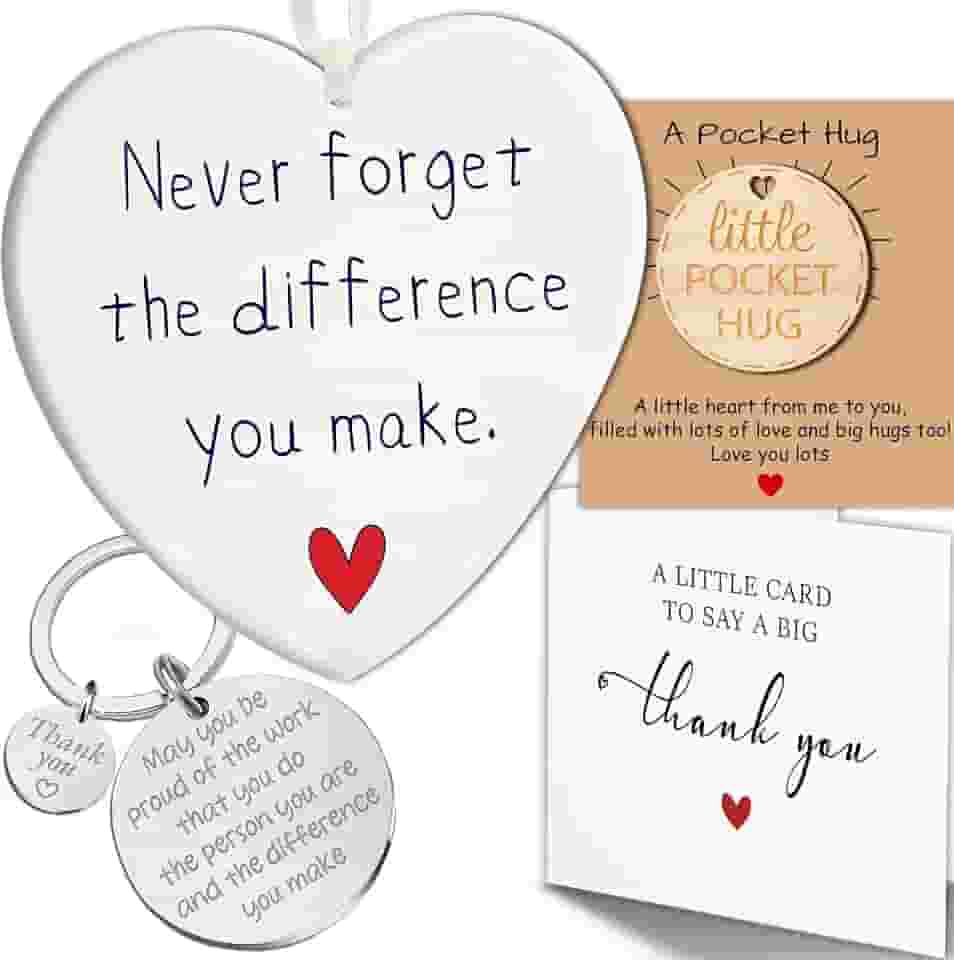 VINARTSVN Presentes de agradecimento para mulheres, homens, enfeite de presente de agradecimento ao professor, um pequeno cartão de abraço de bolso, cartão de agradecimento para mulheres, presentes de