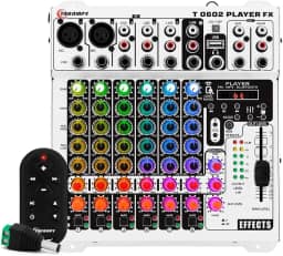 Mesa De Som Taramps 6 Canais Player Multicolor T0602 Mixer T 0602 Equalizador 4 Bandas Mp3 Usb Fm Bluetooth 78 Efeitos Rgb Led Efeito Echo FX Microfone Violão Som Automotivo Profissional Igreja