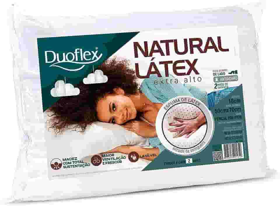 Travesseiro Natural Látex, Duoflex, 100% Algodão, Branco, 50cmx70cm