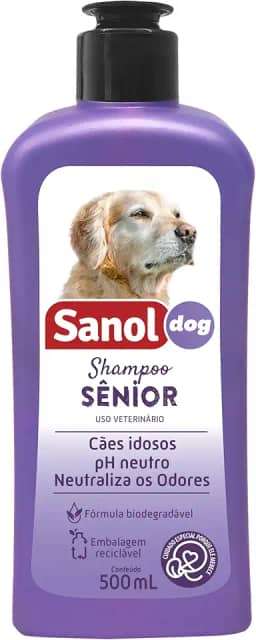 Sanol Dog, Shampoo de pelos para cães e gatos, Sênior, 500ml, Roxo