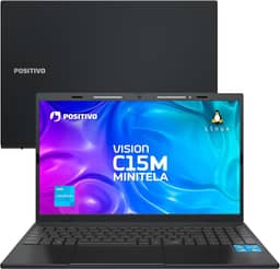 Notebook Positivo Vision C15M Intel Celeron N4500 Linux 8GB RAM 256GB eMMC Tela 15" Full HD IPS Antirreflexo – com Minitela - Cinza