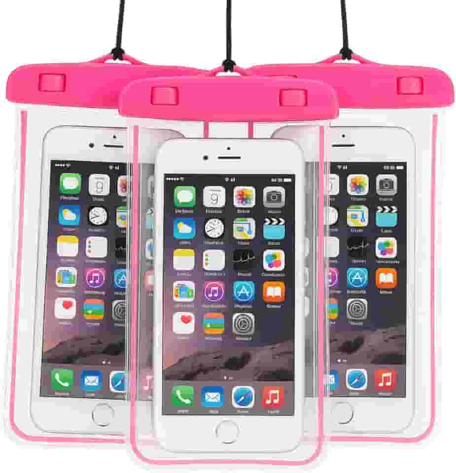 Kit 3 Unidades Capa Case A Prova D'água Impermeável para Celular Smartphone Capinha com Alça Universal Proteção 360º Completa Sensível ao Toque (Rosa)